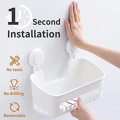 Shower Caddy Suction Cup Shower Shelf Suction Shower Basket One Second  Installation NO-Drilling Removable Powerful Suction Shower Caddy Max Hold  22lbs Caddy Suction Cup Waterproof Organizer - White - Yahoo Shopping