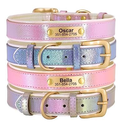 KINYABLUE Soft Padded Leather Dog Collar, Custom Dog Collar with Engraved  Name Plate, Heavy Duty Personalized Leather Dog Collars, Stylish Adjustable  Pink Dog Collar for Puppies Female, XS - Yahoo Shopping