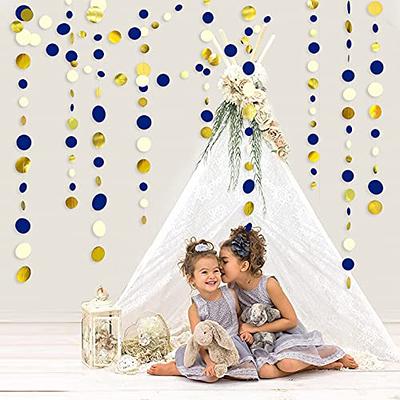 46 Ft Navy Blue and Gold Circle Dots Garland Royal Blue Hanging Paper Polka  Dot Streamer for Birthday Wedding Bridal Baby Shower Graduations Nautical  Ahoy Achor Pirate Theme Party Decorations Supplies 