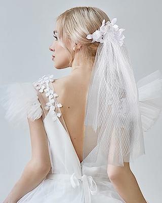 HemerVows White Floral Bridal Veils: Short Shoulder Length Veil with Comb  Wedding Party Bride Hair Accessories for Women and Girls - Yahoo Shopping