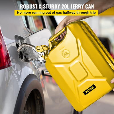 VEVOR Jerry Fuel Can, 5.3 Gallon / 20 L Portable Jerry Gas Can with  Flexible Spout System, Rustproof ＆ Heat-resistant Steel Fuel Tank for Cars  Trucks Equipment, Yellow