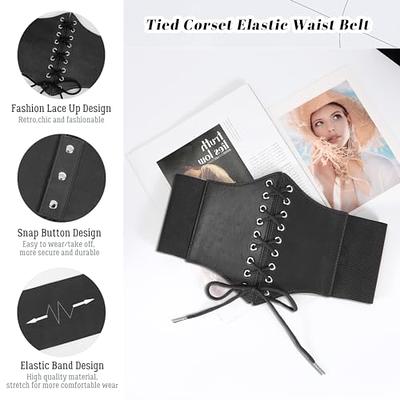 Womens Elastic Costume Waist Belt Lace-up Tied Waspie Corset Belts For  Women