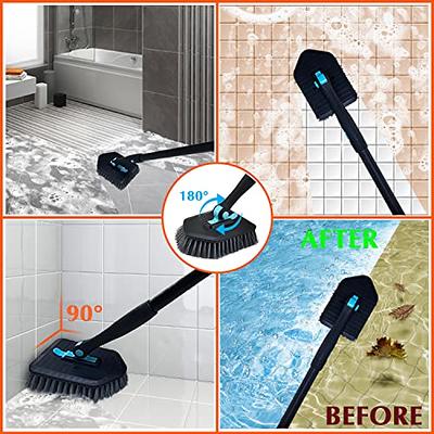 Qaestfy Shower Scrubber Cleaning Brush Combo Bath Tub Tile Cleaner Scrubber  Brush with 51'' Adjustable Long Handle Scrub Brush for Bathroom Shower