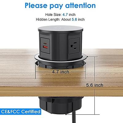 ANNQUAN Automatic Pop Up Countertop Outlet with 15W Wireless Charger,4  Outlets,2 USB Ports,4.75 Pop Up Electrical Outlet,Home Office Power