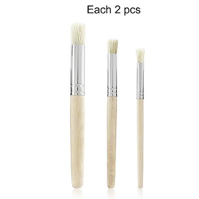 6pcs Wooden Natural Stencil Brushes Stipple Paint Brushes Set for Oil- Painting