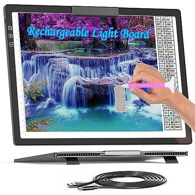 Tracing Light Pad, VKTEKLAB A4 Rechargeable Light Box with Foldable Stand,  Wireless Light Board for Tracing with Magnetic Clip, 5-Level Brightness
