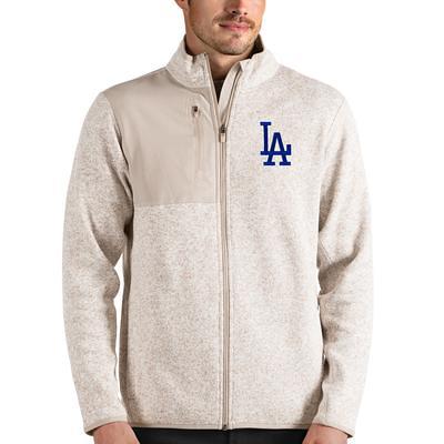 Men's Antigua Oatmeal Los Angeles Dodgers Reward Crewneck Pullover Sweatshirt Size: Small