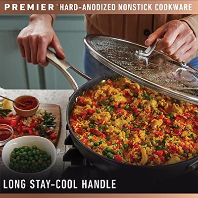 Anolon Accolade Forged Hard-Anodized Nonstick Deep Frying Pan with Lid, 12-Inch, Moonstone