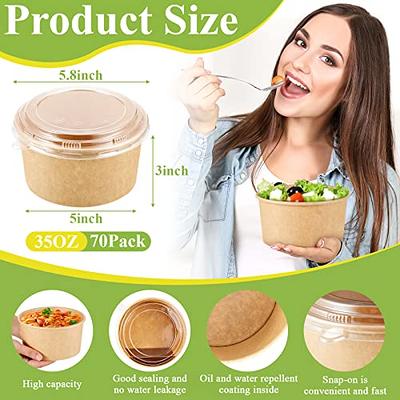 25oz Paper Bowls, 50 Pack Paper Food Containers with Lids ,Disposable Soup Bowls Bulk Plastic Free Party Supplies for Hot/Cold Food, Soup, Ice Cream