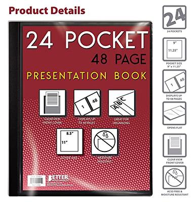 Folder With Plastic Sleeves - (black) Poly Presentation Binder With 20  Sleeves, Presentation Book Displays 40 Letter Size Pages, Portfolio Book  Has Th