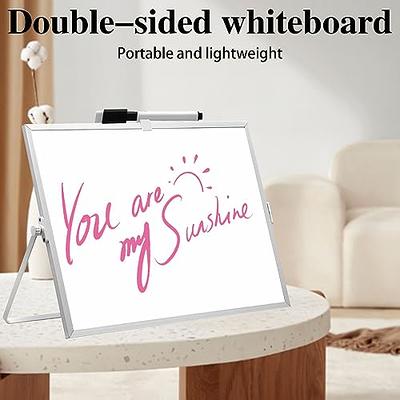 Small Whiteboard with Stand 14 inch x 11 inch, Magnetic Double-Sided Dry Erase White Board Easel for Desk Students Kids Home Office, Size