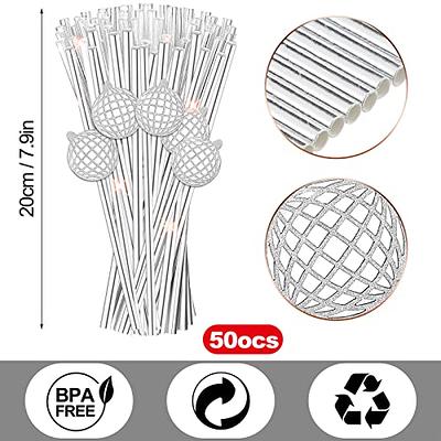 20 Pieces 70s Disco Ball Straws Disco Ball Cups 70s Mirror Disco Ball  Decorative Straws, Birthday PartyDecorations Silver Mini Disco Ball  Decorative