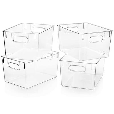 9 qt. Plastic Storage Bin Kitchen Organization in Clear (4-Pack