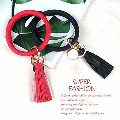 PRIANGEL Silicone Key Ring Bracelet for Women Beaded Wristlet Keychain  House Car Keys Rings Holder with Tassel