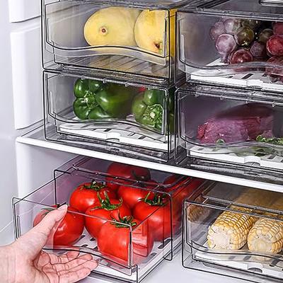 Yatmung Refrigerator Organizer Bin with Ventilation System -Clear