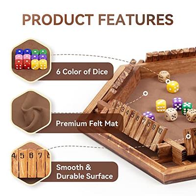 TUAHOO 4 Player Shut The Box Dice Game Wooden Classic Board Games Indoor  Outdoor Games for Adults Families Home Party Toys Close The Box Math Games