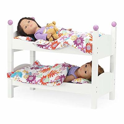 Emily Rose Doll Bunk Bed, 18 Inch Doll Furniture Baby Doll 2 Stackable  Beds, Wooden Doll