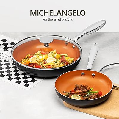 MICHELANGELO 8 inch Fry Pan with Lid Ceramic Titanium Ultra Nonstick  Coating, Copper Fry Pan with Lid, 8 Inch Nonstick Frying Pan, Small Fry  Pan