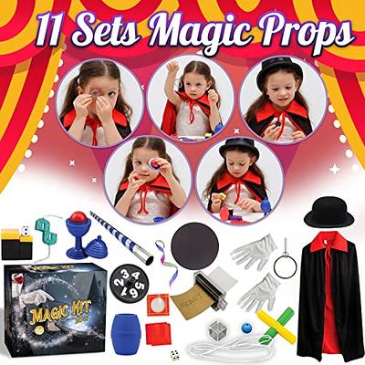 Magic Kit for Kids Magic Tricks Set for Kids Age 6 8 10 12 Magician Costume  for Pretend Play With Easy to Follow Guidebook 