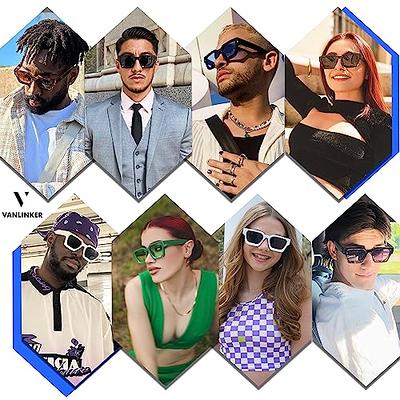 GUVIVI Square Sunglasses for Men Women Trendy Thick Frame Sun Glasses Fashion Designer Chunky Rectangle Shades