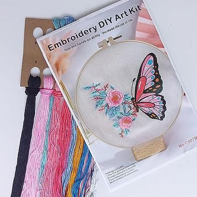 Butterfly Embroidery Kit for Adults Beginners Stamped Cross Stitch