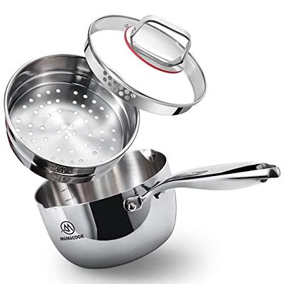 MÉMÉCOOK Stainless Steel Pot, Sauce Pan, Cooking Pots, Saucepans with Strainer  Lid Full Body Tri-Ply, Stainless Steel Pots, Small Saucepan, 2.5qt Streamer  Small Pot, Saucepans with Steamer Basket - Yahoo Shopping