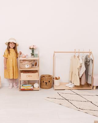 Children Wardrobe, Montessori Clothing Rack With Hangers for Kids