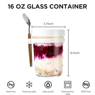 6 Pcs Overnight Oats Containers with Lids and Spoons 20 Oz Plastic Yogurt  Leakproof Oatmeal Salad Jars with Lids Smoothie Prep Containers Cups for