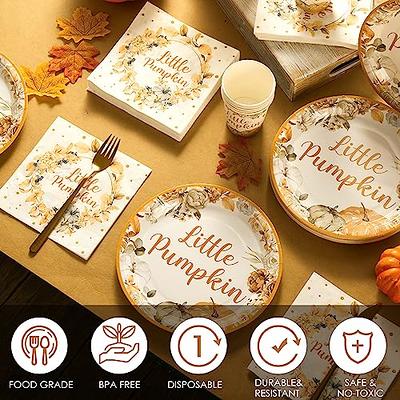 CHENGU Disposable Plates for Party Disposable Dinnerware Set Include 7 Inch  Paper pastel Dessert Plates and 12 oz Cups for Birthday Party Supplies