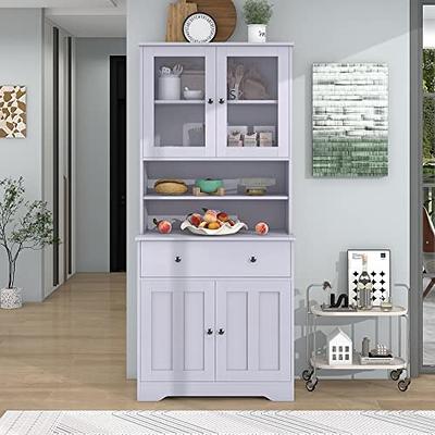 Gizoon Kitchen Pantry Storage Cabinet with Drawers and Shelve - White