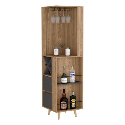 Alpine Furniture Flynn Small Bar Cabinet, Black 966BLK-17