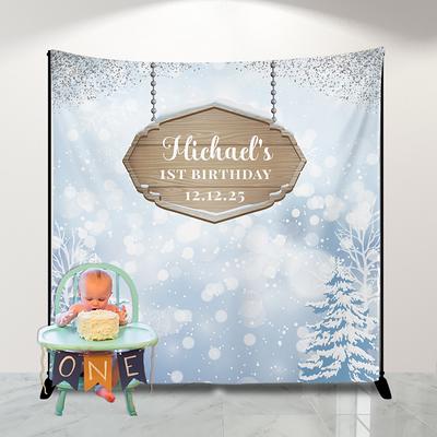 Winter Onederland Birthday Backdrop, Wonderland Winter Wonderland