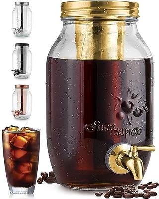 Zulay Kitchen 1 Gallon Cold Brew Coffee Maker with Thick Glass, Stainless  Steel Mesh Filter and Spigot - Iced Coffee Maker, Cold Brew Pitcher & Tea