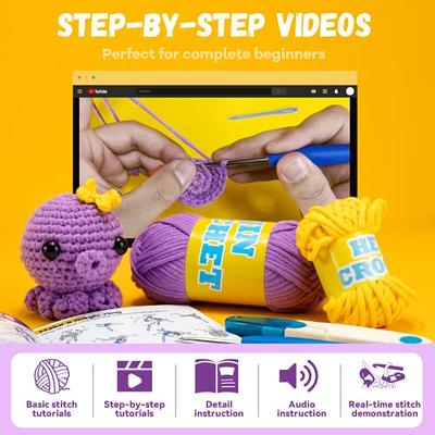 HEJIN Crochet Kit for Beginners, 6 PCS Beginner Crochet kit for Adults Kids  Include Videos Tutorials, 200% Yarn, Eyes, Stuffing, Crochet Hook - Gift  for Girl Birthday, Christmas - Yahoo Shopping