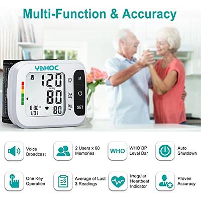 ZIQING Portable Blood Pressure Monitor Mini Upper Arm Blood Pressure  Machine with Comfortable BP Cuff 22-44 cm 2 x 99 Sets Memory Irregular  Heartbeat