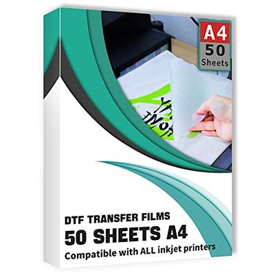 Clieve DTF Transfer Film ，50 Sheets DTF Transfer Film Paper A4 (8.5 x  11.75) for Epson Inkjet Printer DTG Printer Direct Print On T Shirts  Textile - Yahoo Shopping