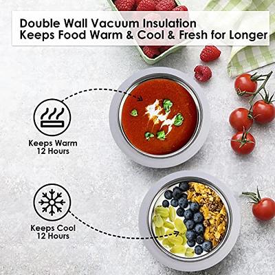 ZLINS Insulated Food Jar 13 oz, Foldable Spoon, Reusable Stainless Steel  Lunch Thermos Container, Leak Proof Vacuum Lunch Storage for Soup Hot Cold