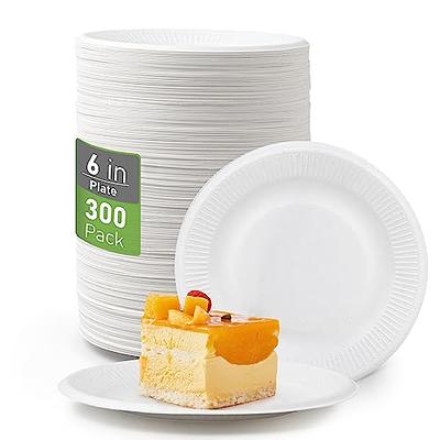 Komphy 300 Pack Disposable Paper Plates, 6 Inch 100% Compostable Plates  Bulk Heavy Duty Small Bagasse Plates Biodegradable Plates for Donuts Salad  Snacks Party(White) - Yahoo Shopping