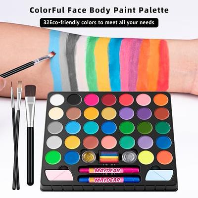 Face Body Paint Set-20 Colors Oil Palette Halloween Cosplay Makeup Kit Face  Painting Kit For Party And Adults Face Paint Kit With 10 Brushes & 32 Sten