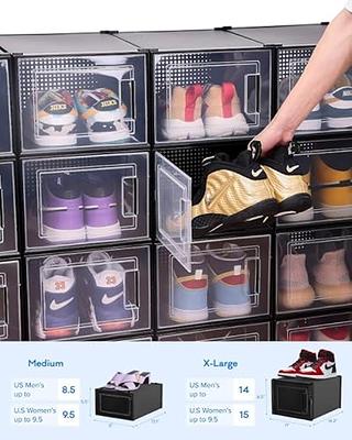 12 Pack Shoe Storage Box,Clear Shoe Boxes Stackable Shoe Organizer For  Closet Shoe Containers Shoe Box Storage Containers Plastic Shoe Boxes With  Lids