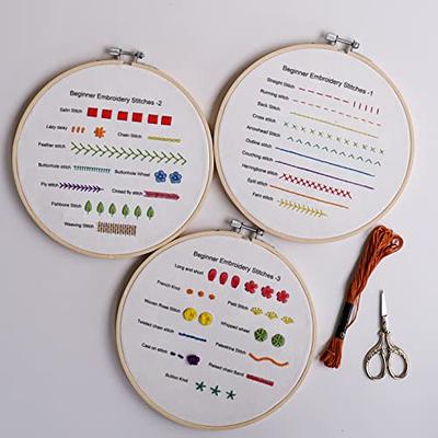 3 Sets Beginners Embroidery Stitch Practice Kit, Embroidery Kit To Learn 30  Different Stitches For Craft Lover Hand Stitch With Embroidery Fabric With