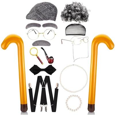 WNGDS 1920s Mens Gatsby Gangster Costume Accessories Set Old Man Costume  Grandpa Accessories Set