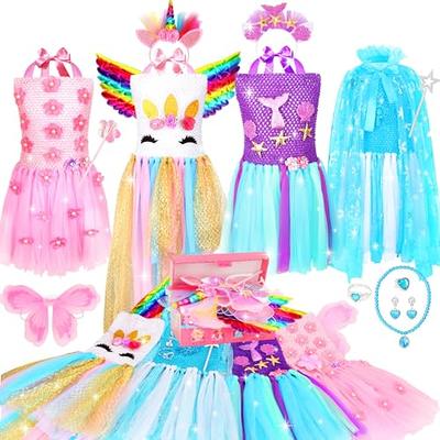 Unicorn Princess Dress Up Clothes for Little Girls – Costume, Jewelry and  Headband : : Toys & Games