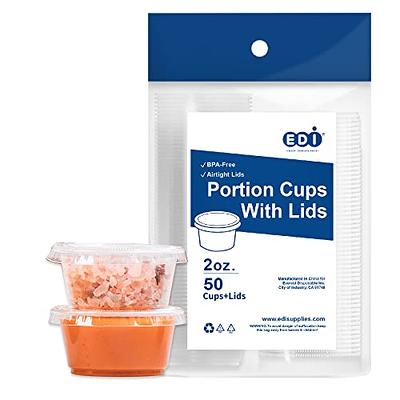 Edi 4 Ounce Clear Plastic Disposable Portion Cups/Souffle Cup with Lids, 50 Sets