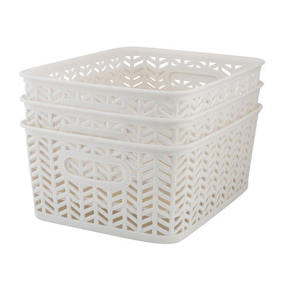 Simplify 10 Pack Plastic Organizing Storage Basket Set, Grey 