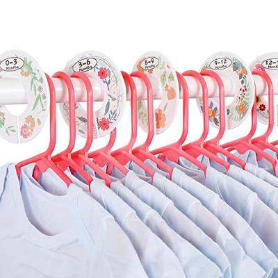 Smartor White Plastic Baby Hangers, Kids Hangers with Dividers, Baby Clothes Hangers for Closet, Cute Baby Hangers for Nursery, Clothing Hangers for