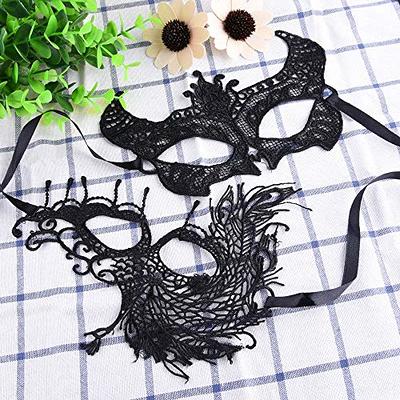 2 Pieces Halloween Black Lace Choker Necklace Masquerade Mask For