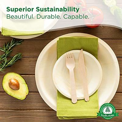 ECOLipak 350 Pack Compostable Paper Plates Set, Heavy Duty Biodegradable  Plates Set & Eco Friendly CPLA Cutlery, Disposable Dinnerware Set for Party