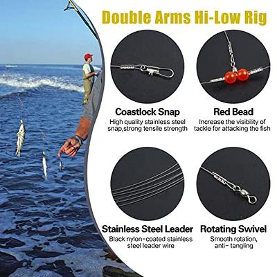 Fishing Gear Leaders, Stainless Steel 2 Arm Bottom High Low Rigs