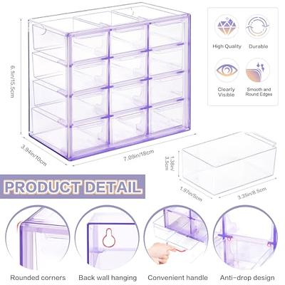 Multi compartment storage box Multifunctional plastic desktop storage box  Mini art storage Jewelry Home office visible drawer - purple